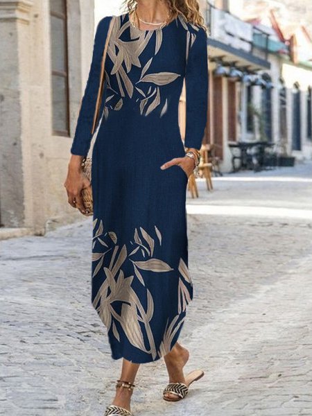 

Long Sleeve Dresses, Purplish blue, Maxi Dresses