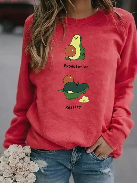 

Funny Avocado Women‘s Cotton-Blend Casual Crew Neck Sweatshirt, Red, Hoodies&Sweatshirts