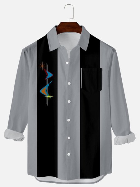 

Printed Simple Striped Shirts & Tops, Gray, Shirts ＆ Blouse