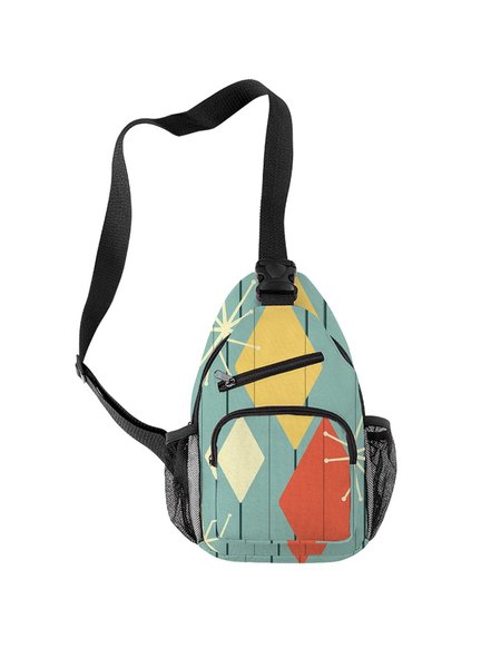 

Abstract Geometric Satellite Print Crossbody Bag, As picture, Men's Bags