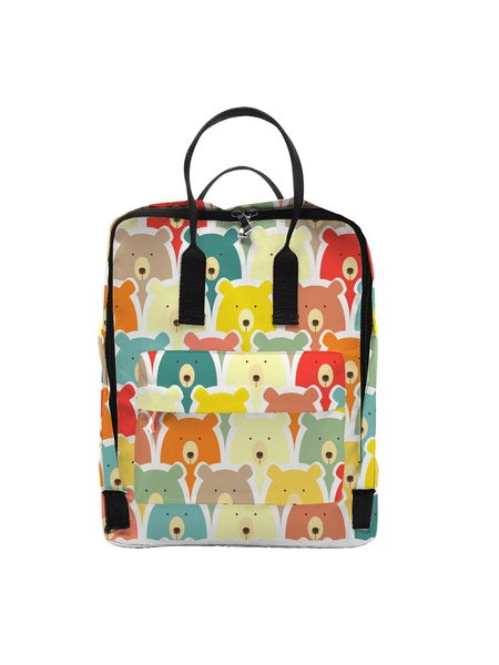 

Colorful Bear Print Large-capacity Backpack, As picture, Bags