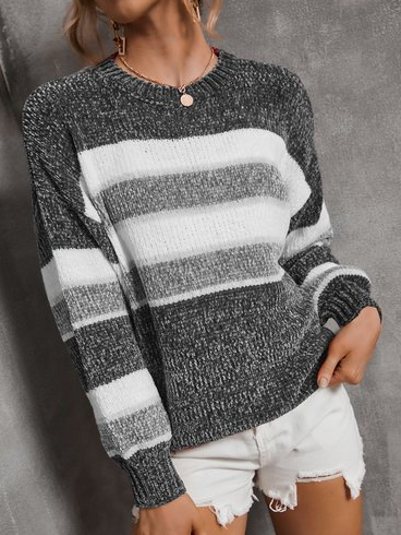 

Crew Neck Work Sweater, Gray, Sweaters