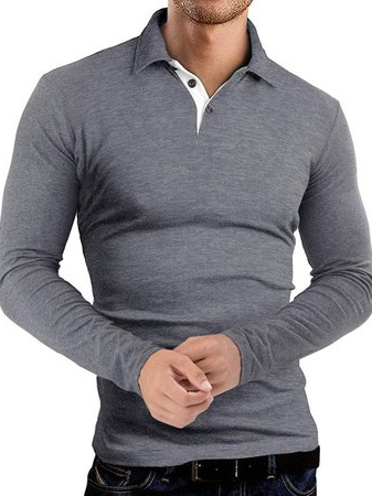

Casual Shirt Collar Shirts & Tops, Deep gray, Men's basic shirt