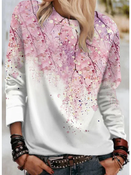

Casual Printed Long Sleeve Crew Neck Sweatshirt, Pink, Hoodies & Sweatshirts