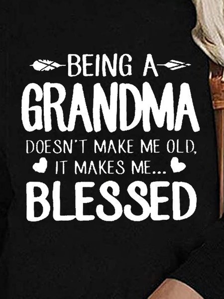 

Being A Grandma Cotton-Blend Sweatshirt, Black, Hoodies&Sweatshirts
