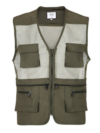 

Mens Outdoor Work Safari Fishing Travel Photo Vest with Pockets, Army green, Jackets & Coats