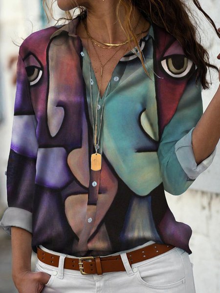 

Astratto Maniche Lunghe Statement Top, Come immagine, Blouses & Shirts
