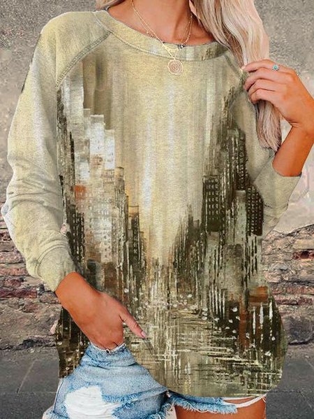 

Casual personality abstract gradient color printed round neck long-sleeved polyester cotton sweatshirt, As picture, Hoodies&Sweatshirts