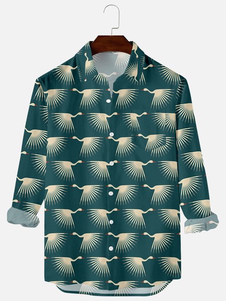 Animal Shirt Collar Shirts, Green, Men's shirts
