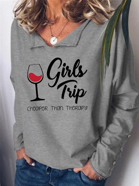 Girl's Trip Cheaper Than Therapy Women's Sweatshirt, Gray, Long sleeves