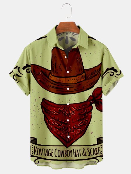 

Shirt Collar Printed Abstract Shirts & Tops, Green, Men's shirts