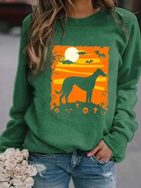 

Halloween Costume Dog Pet Mom Gift Women's Long Sleeve Sweatshirt, Green, Hoodies&Sweatshirts