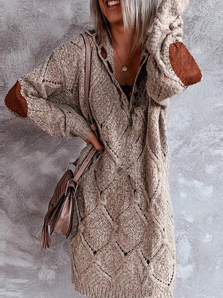 

Long Sleeve Woven V Neck Casual Sweater, As picture, Sweaters