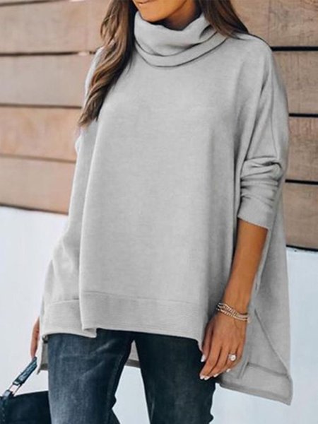 

Long Sleeve Solid Shift Sweatshirt, Gray, Hoodies and Sweatshirts