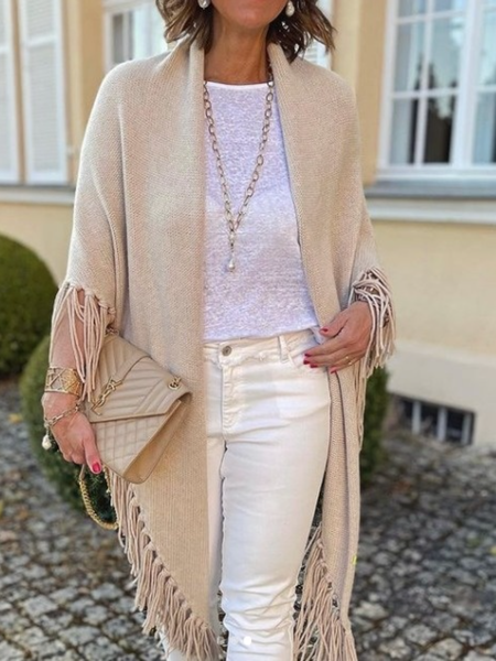 

Fall Daily Office & Career A-Line Simple Casual Sweater, Apricot, Cardigans