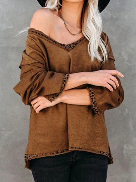 

Lady Paneled Shirts & Tops, Camel, Long sleeve tops
