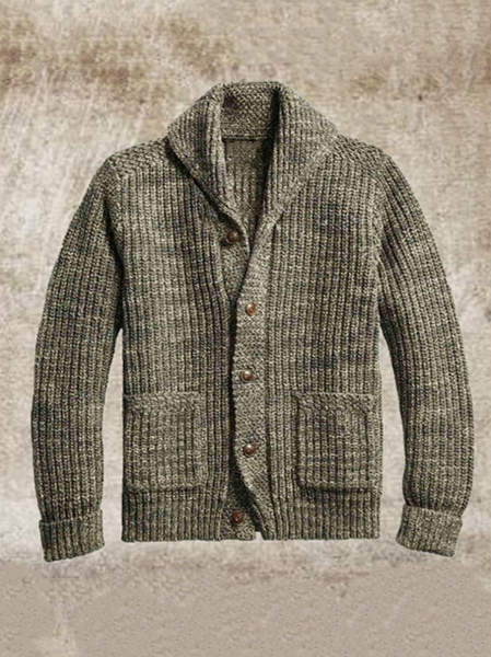 

Cotton Shawl Neck Cardigan Outerwear, Green, Coats