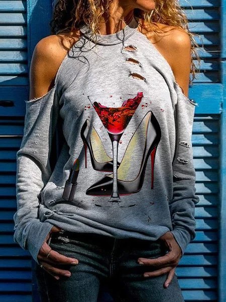 

Shift Off Shoulder Casual Tops, Gray, Blouses & Shirts