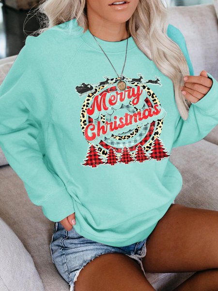 

Christmas Crew Neck Casual Shirts & Tops, Green, Hoodies&Sweatshirts