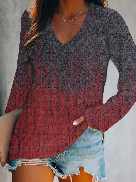 

misto cotone bohémien Camicie & Camicette &Camicie, Rosso, T-Shirts