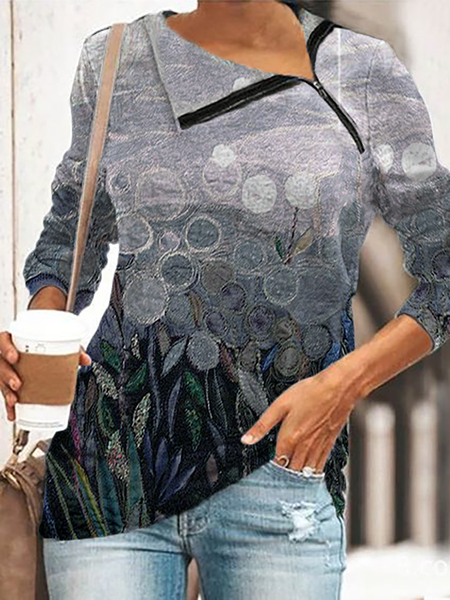 

Plus size Casual Long Sleeve Printed Sweatshirt, Gray, Hoodies & Sweatshirts