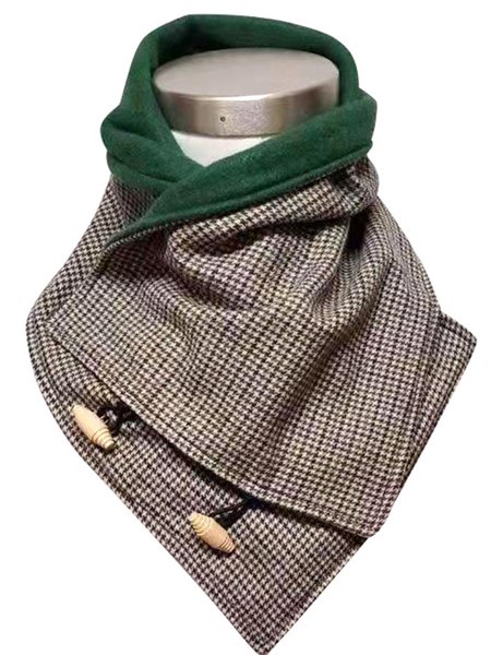 

Check Button Warm Scarf, As picture, Men's Accessories