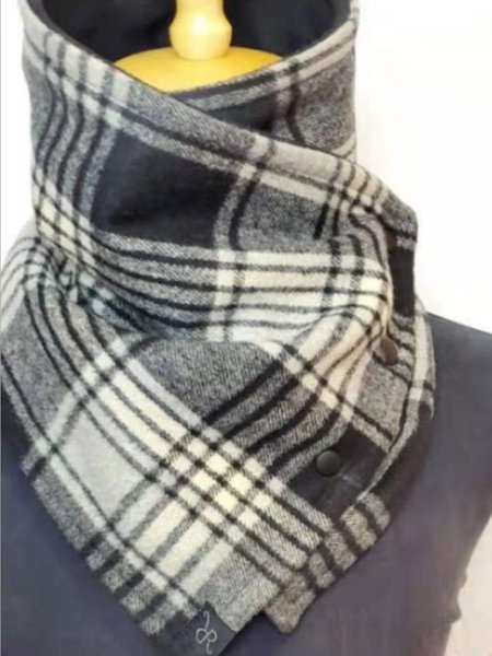 

Check Button Warm Scarf, Gray, Men Hats &Scarves&Gloves