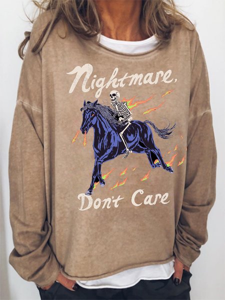 

Halloween Long Sleeve Casual Sweatshirt, Khaki, Hoodies&Sweatshirts
