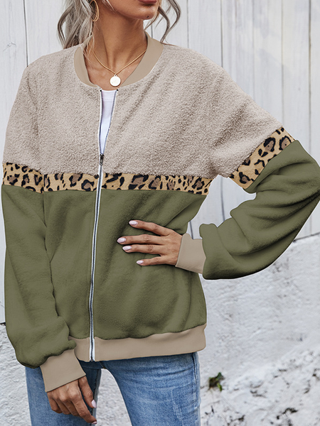 

Simple Paneled Long Sleeve Outerwear, Green, Outerwear
