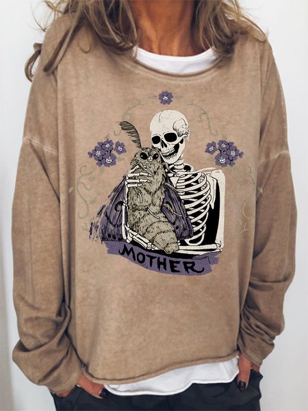 

Halloween Casual Crew Neck Sweatshirt, Khaki, Hoodies&Sweatshirts