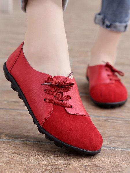 

Vacchetta Pizzo Retro Casuale Scarpe Piatte Scarpe, Rosso, Shoes