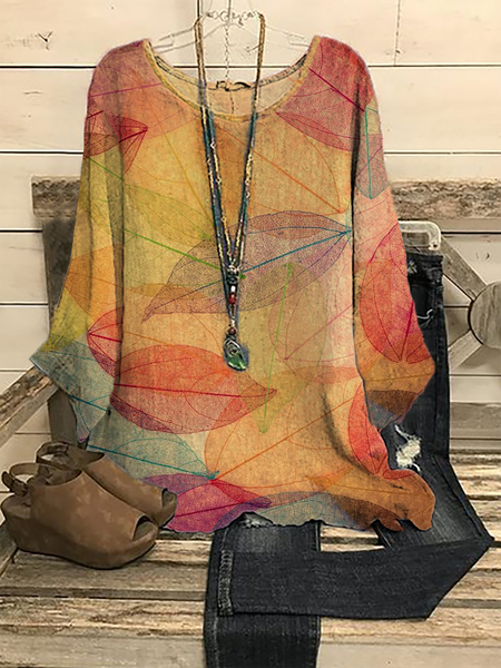 

Plus size Long Sleeve Printed Shirts & Tops, Yellow, T-Shirts