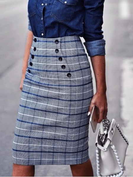 

Work Fall A-Line Elegant Formal Skirts, Gray, Midi Skirts