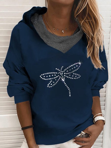 

Long Sleeve Cotton-Blend Casual Dragonfly Sweatshirt, Navyblue, Sweatshirts & Hoodies