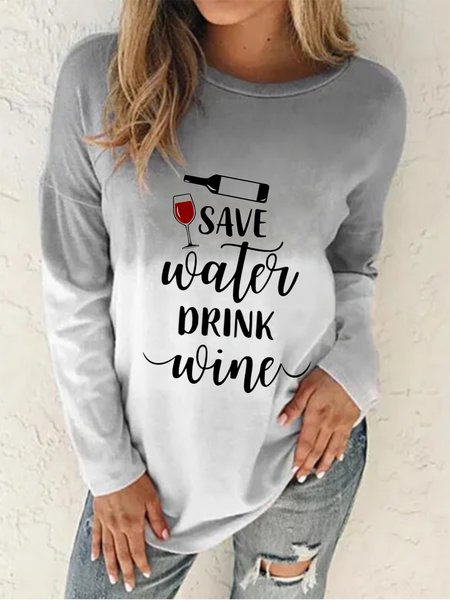 

Long Sleeve Round Neck Plus Size Printed Sweatshirts, Gray, Hoodies & Sweatshirts