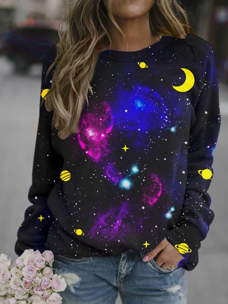 

Starry Sky And Moon Halloween Sweatshirt, As picture, Hoodies&Sweatshirts