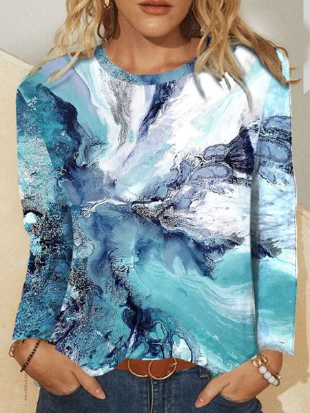 

Misto Cotone Vacanza Top, Blu, T-Shirts