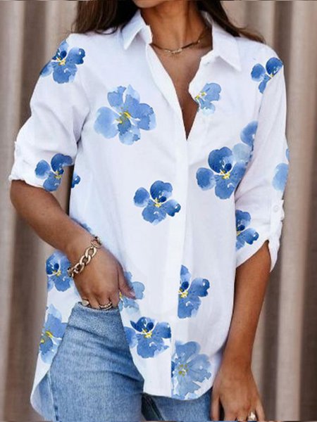

Casual Long Sleeve Blouse, White, Shirts & Blouses
