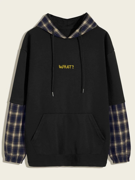 

Fashion casual men's hooded sweater, Black, Hoodies&Sweatshirts