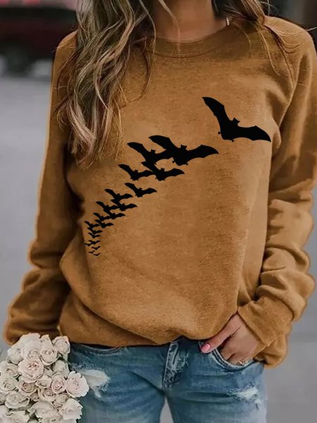 

Halloween Casual Crew Neck Long Sleeve Sweatshirt, Yellow, Hoodies&Sweatshirts