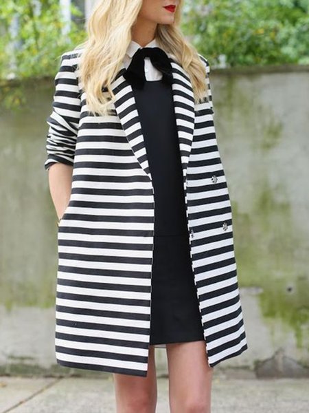 

Holiday Long Sleeve Stripes Blazer, Black-white, Blazers