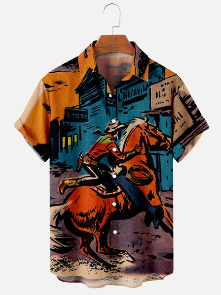 

Shirt Collar Shirts & Tops, Khaki, Men's Floral shirt