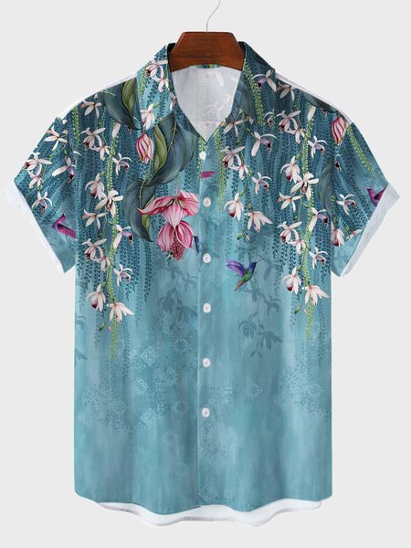

Floral Cotton-Blend Shirts & Tops, As picture, Shirts