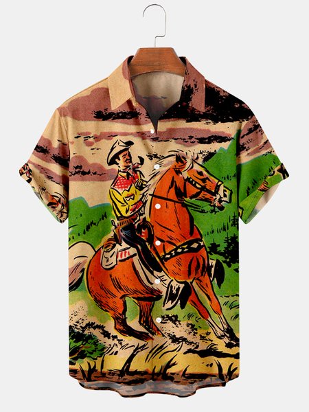 

Shirt Collar Vintage Shirts & Tops, Yellow, Men's Floral shirt