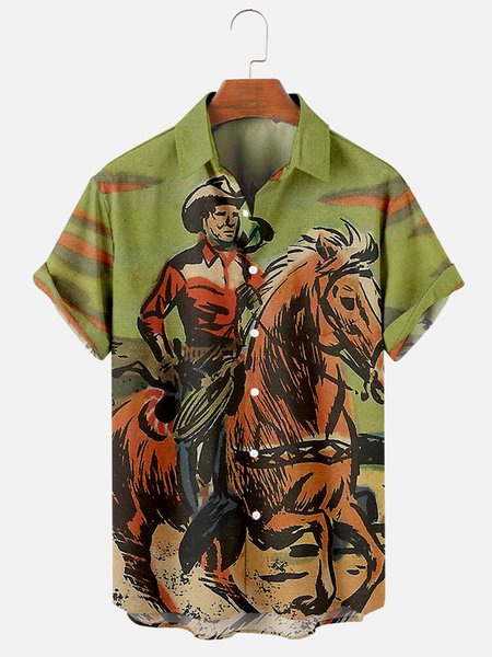 

Shirt Collar Vintage Shirts & Tops, Green, Men's Floral shirt