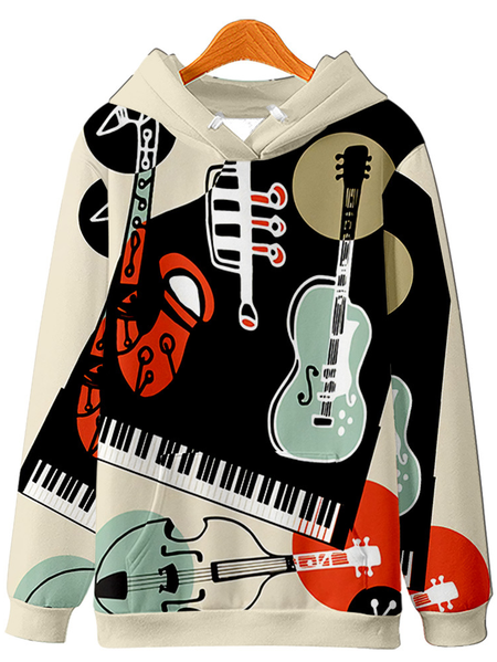 

Printed guitar hooded sweater men's thread autumn and winter sweaterji, Multicolor, Hoodies&Sweatshirts