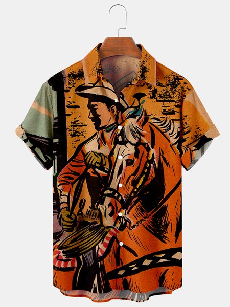 

Vintage Shirt Collar Shirts & Tops, Brown, Men's Floral shirt