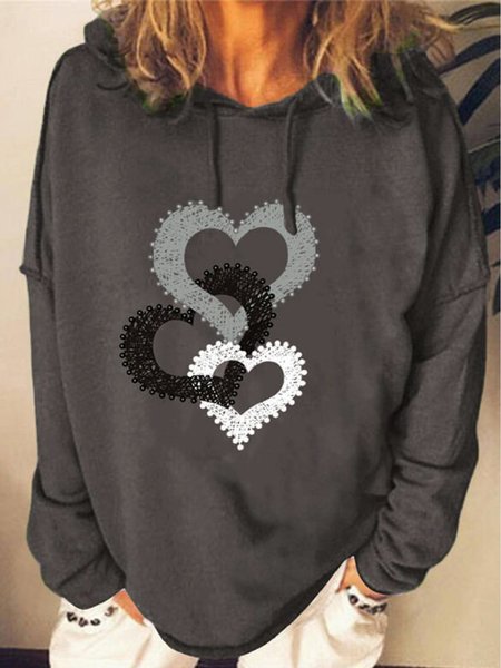 

Geometric Floral-Print Hoodie Casual Sweatshirts, Gray, Hoodies & Sweatshirts