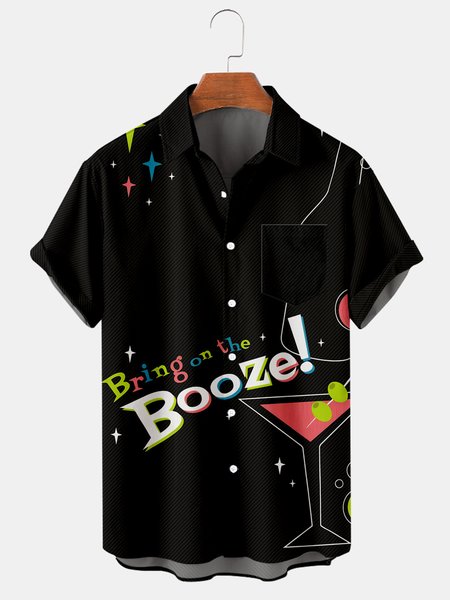 

Cocktail Letter Shirts & Tops, Black, Men's Floral shirt