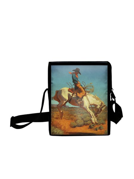 

Western Denim American Print Crossbody Bag, As picture, Bags